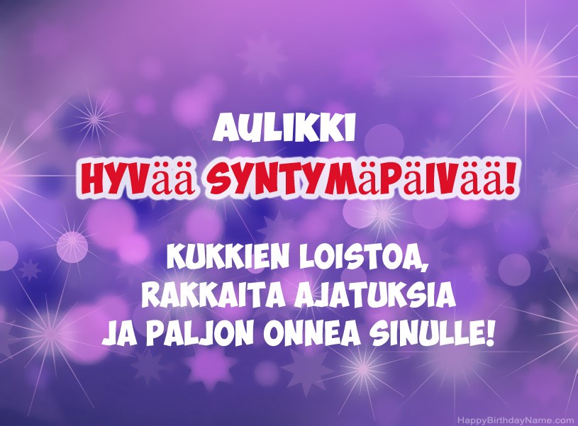 Onnittelut Aulikki onnea!