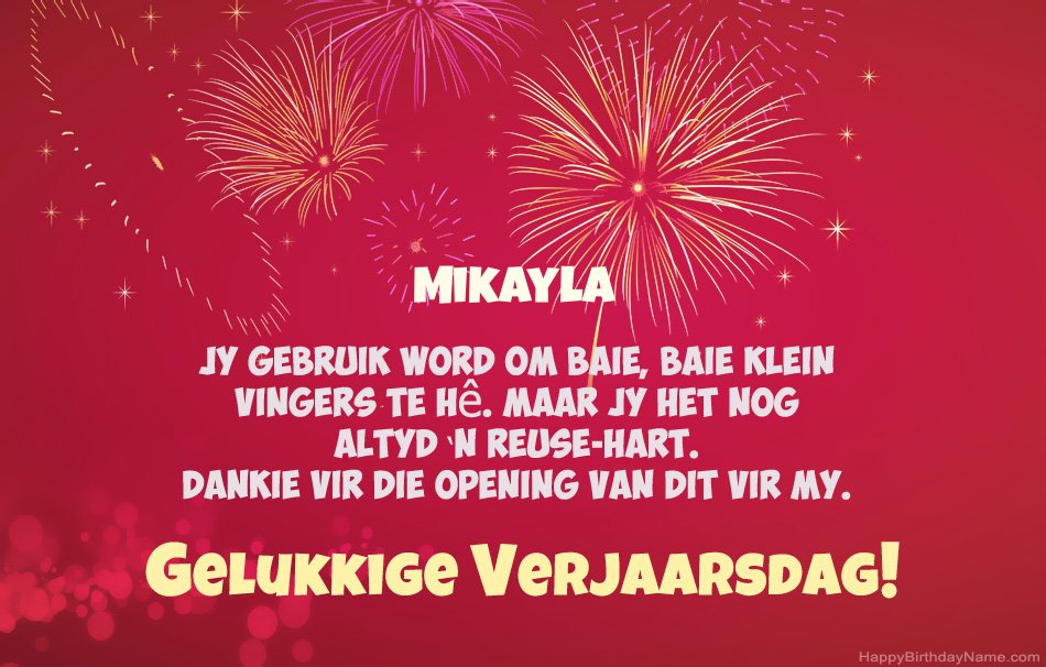 Gelukkige verjaardag Mikayla, pragtige gedigte