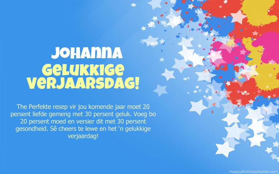 Baie geluk met die verjaarsdag van Johanna