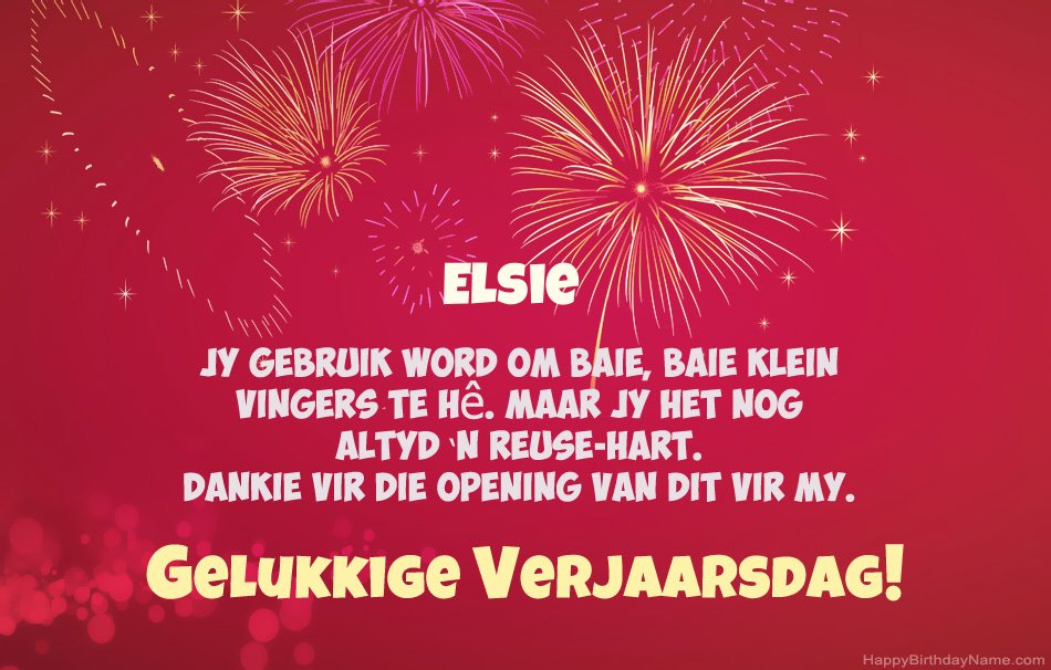 Gelukkige verjaardag Elsie, pragtige gedigte