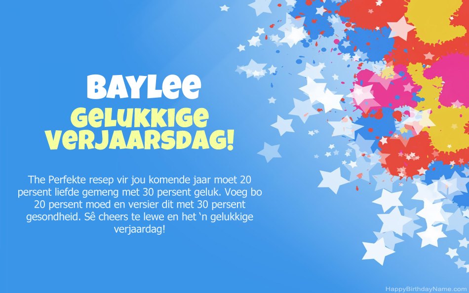 Baie geluk met die verjaarsdag van Baylee