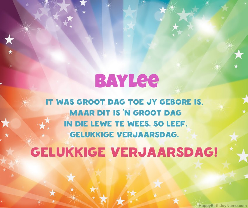 Pragtige gelukkige verjaardagkaartjies vir Baylee