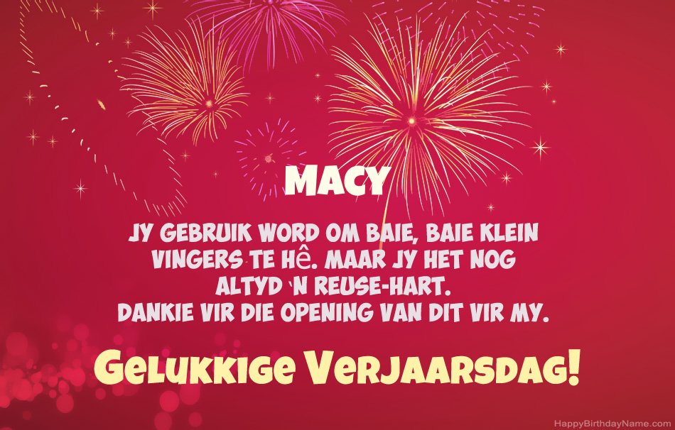 Gelukkige verjaardag Macy, pragtige gedigte
