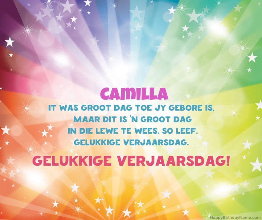 Pragtige gelukkige verjaardagkaartjies vir Camilla
