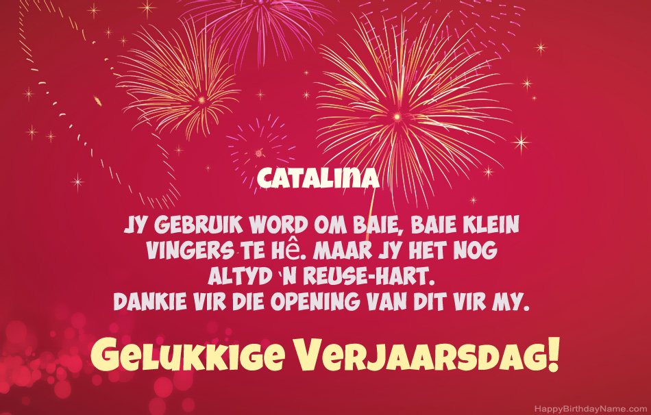 Gelukkige verjaardag Catalina, pragtige gedigte