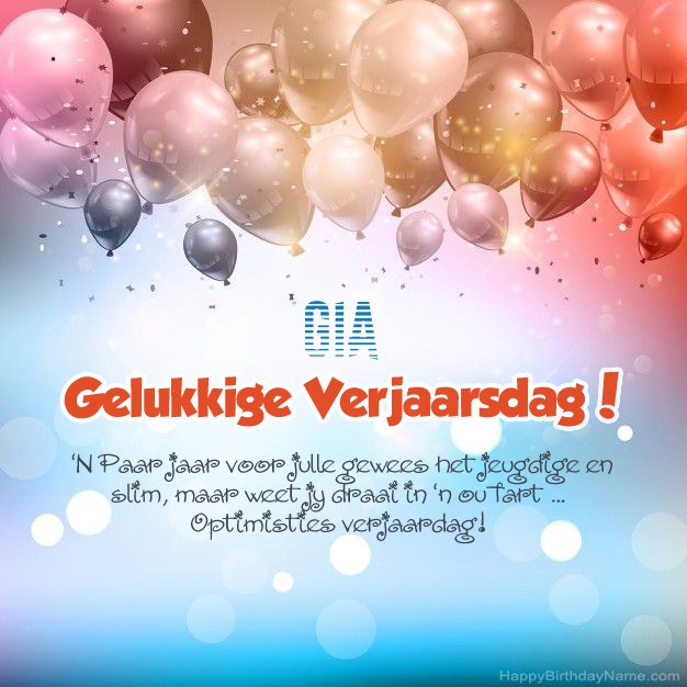 Gedigte op verjaardag vir Gia