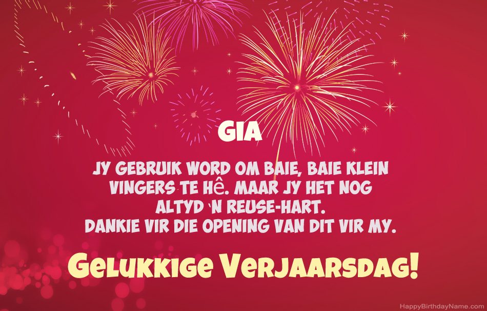 Gelukkige verjaardag Gia, pragtige gedigte