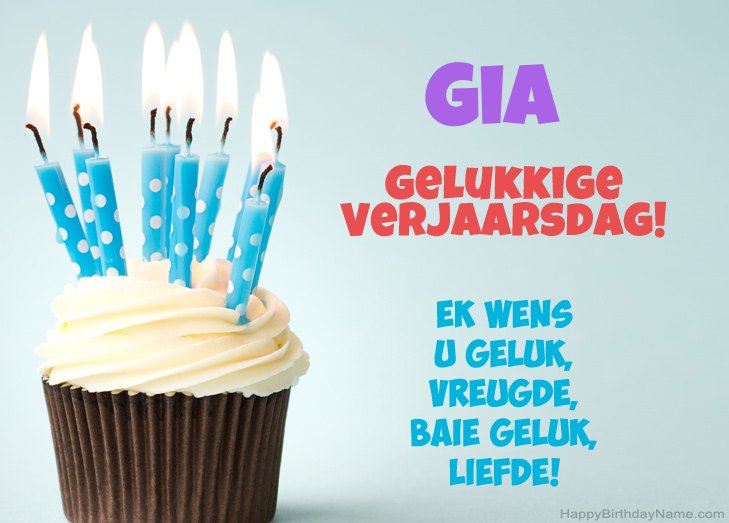 Baie geluk met die gelukkige verjaardag van Gia