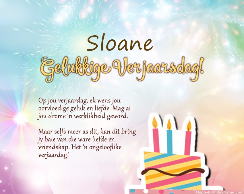 Gelukkige verjaardag Sloane in vers