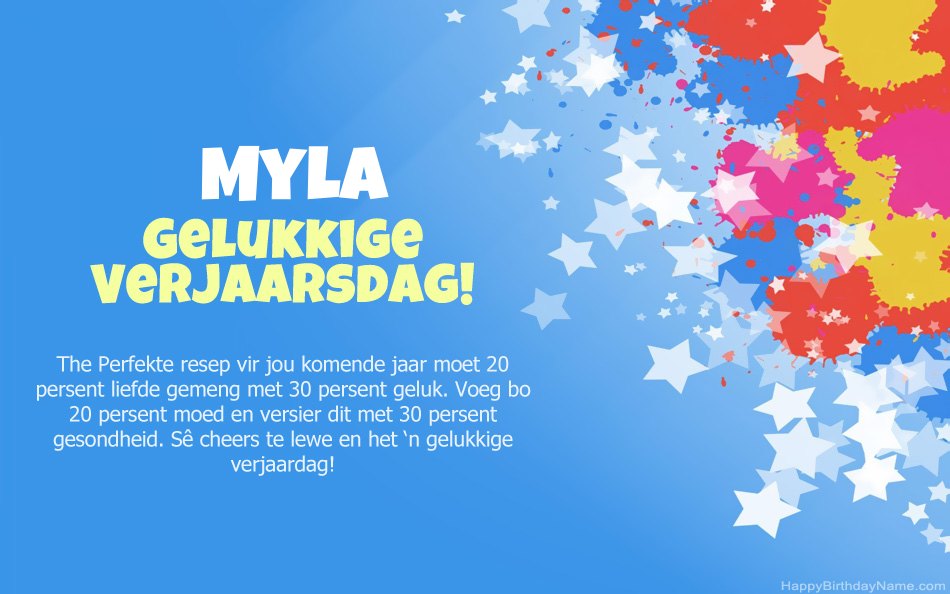 Baie geluk met die verjaarsdag van Myla