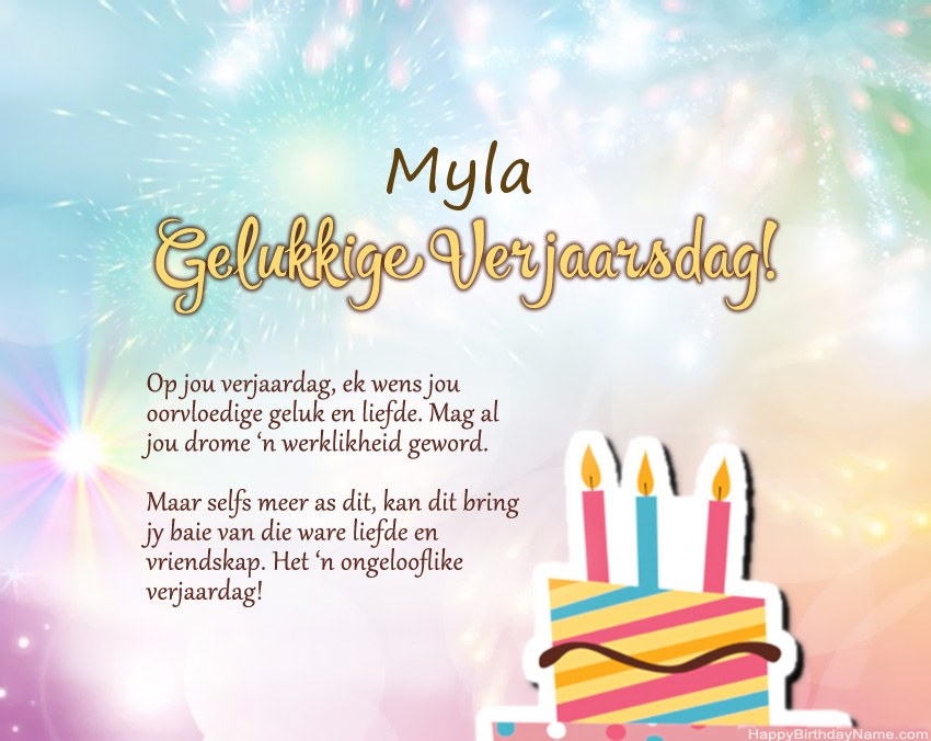 Gelukkige verjaardag Myla in vers
