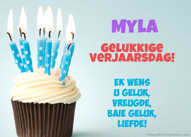 Baie geluk met die gelukkige verjaardag van Myla