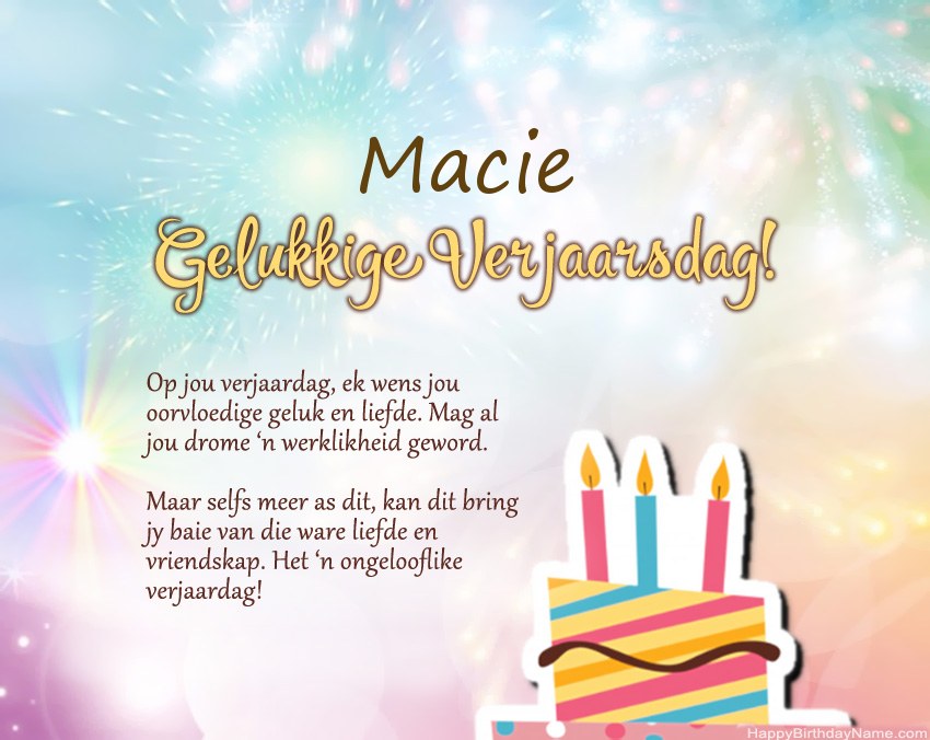 Gelukkige verjaardag Macie in vers