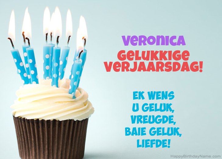 Baie geluk met die gelukkige verjaardag van Veronica
