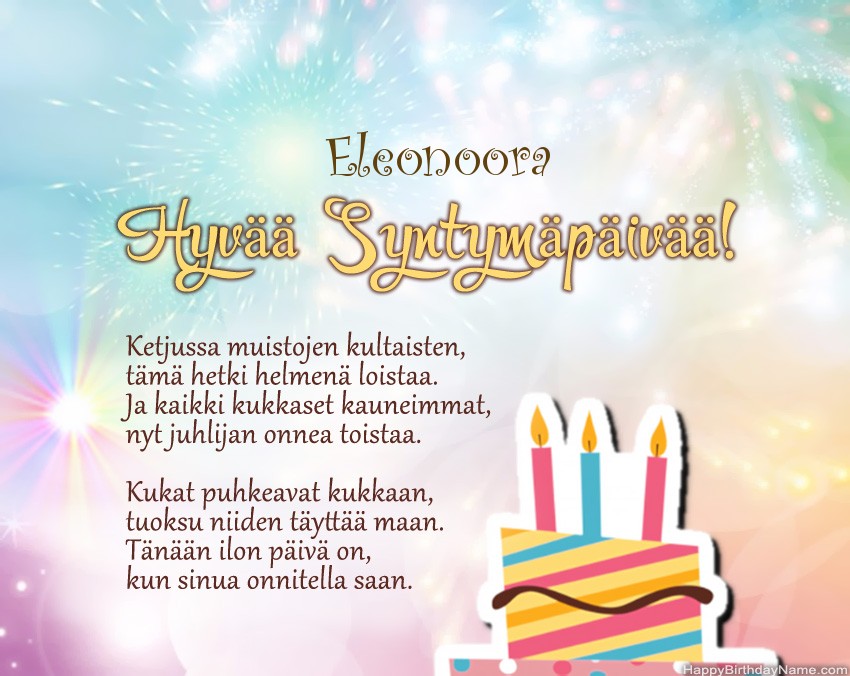 Hyvää Syntymäpäivää Eleonoora, kauniita runoja