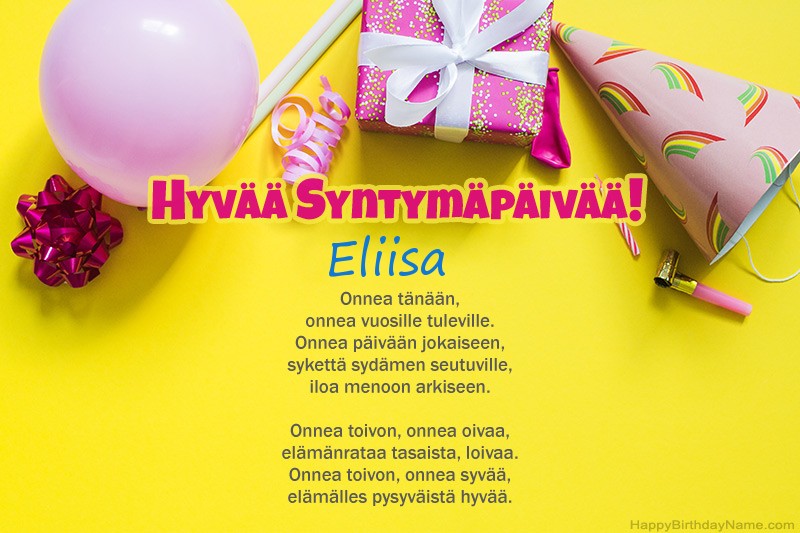 Hyvää Syntymäpäivää Eliisa kuvissa