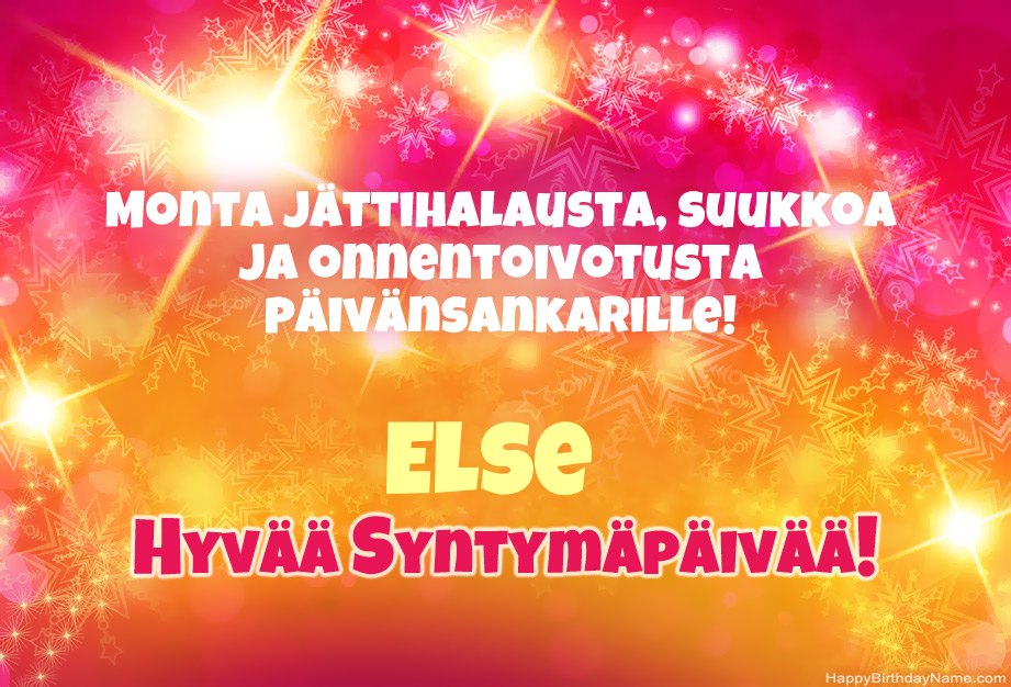 Kaunis onnellinen Syntymäpäivä kortti Else