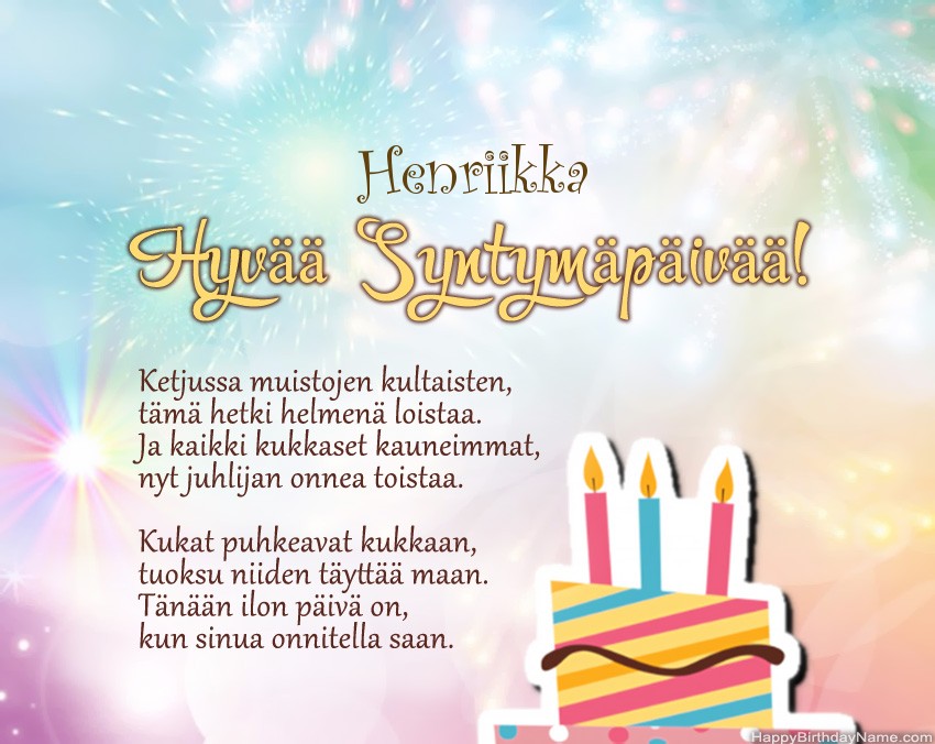 Hyvää Syntymäpäivää Henriikka, kauniita runoja