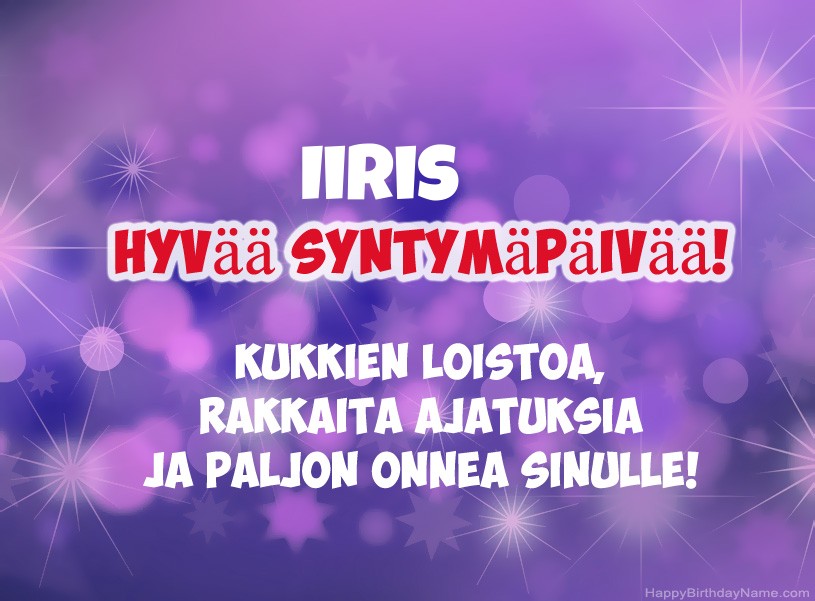 Onnittelut Iiris onnea!