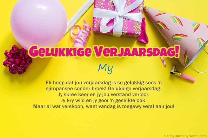 Gelukkige verjaardag My in prosa