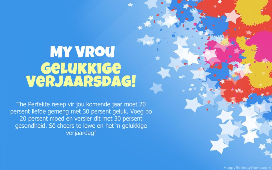 Baie geluk met die verjaarsdag My Vrou