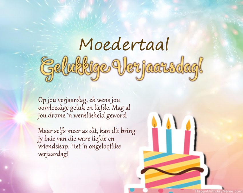 Moedertaal Gelukkige verjaardag in vers