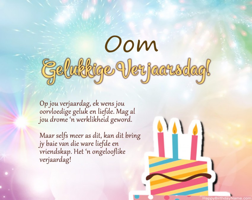 Oom Gelukkige verjaardag in vers
