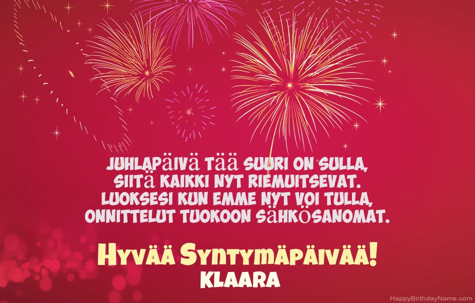 Runot Syntymäpäivänä Klaara