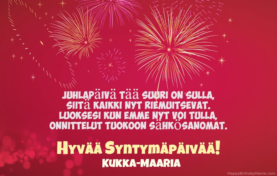 Runot Syntymäpäivänä Kukka-Maaria
