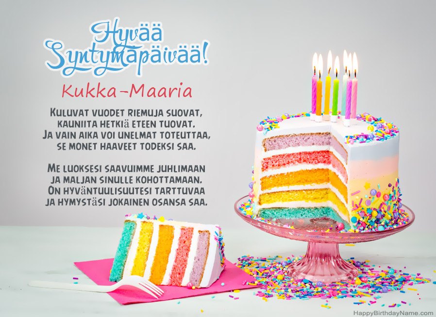 Hyvää Syntymäpäivää Kukka-Maaria jakeessa