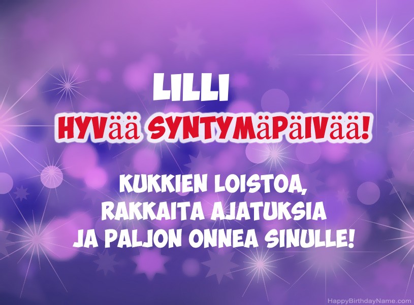 Onnittelut Lilli onnea!