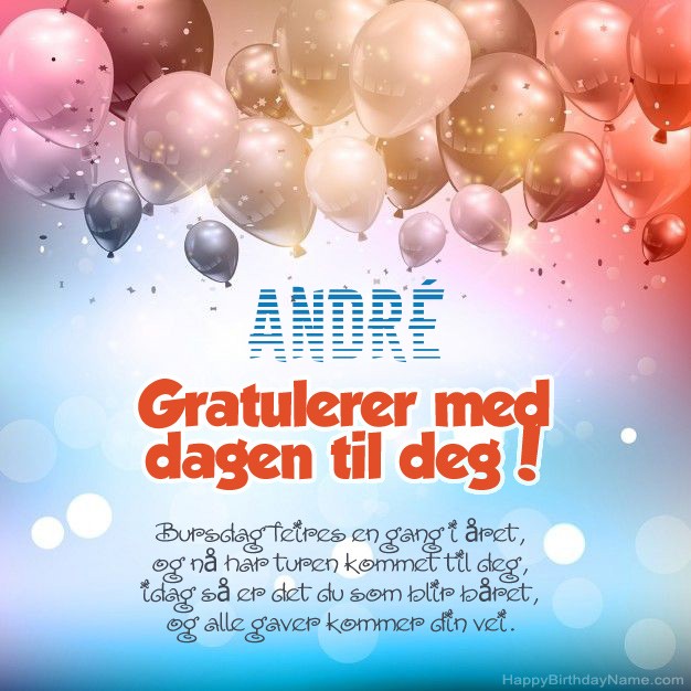 Gratulerer med gratulasjonskort til André