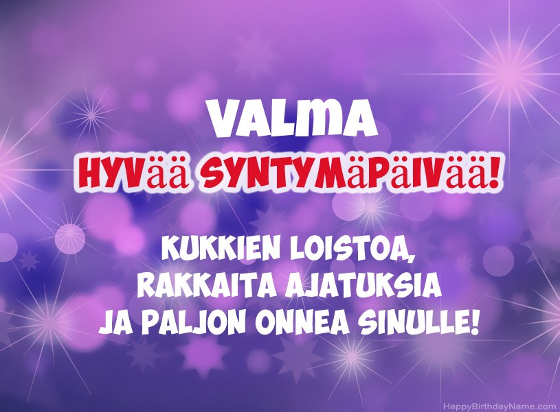 Onnittelut Valma onnea!