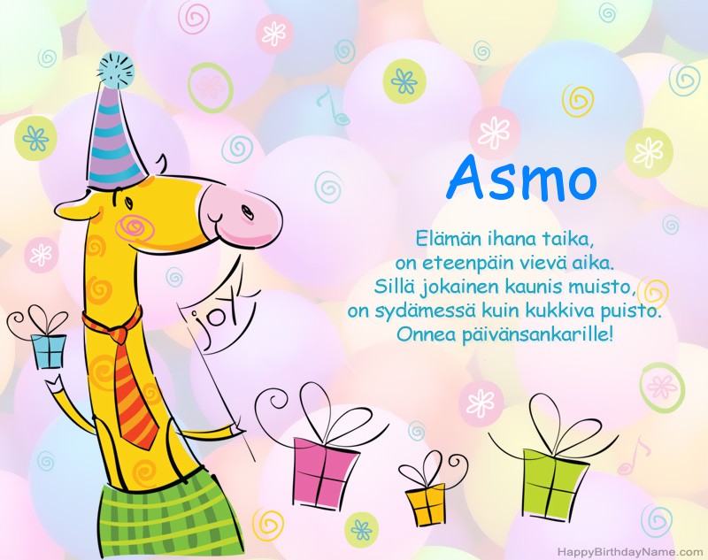 Haluaa, että Asmo on onnellinen Syntymäpäivä