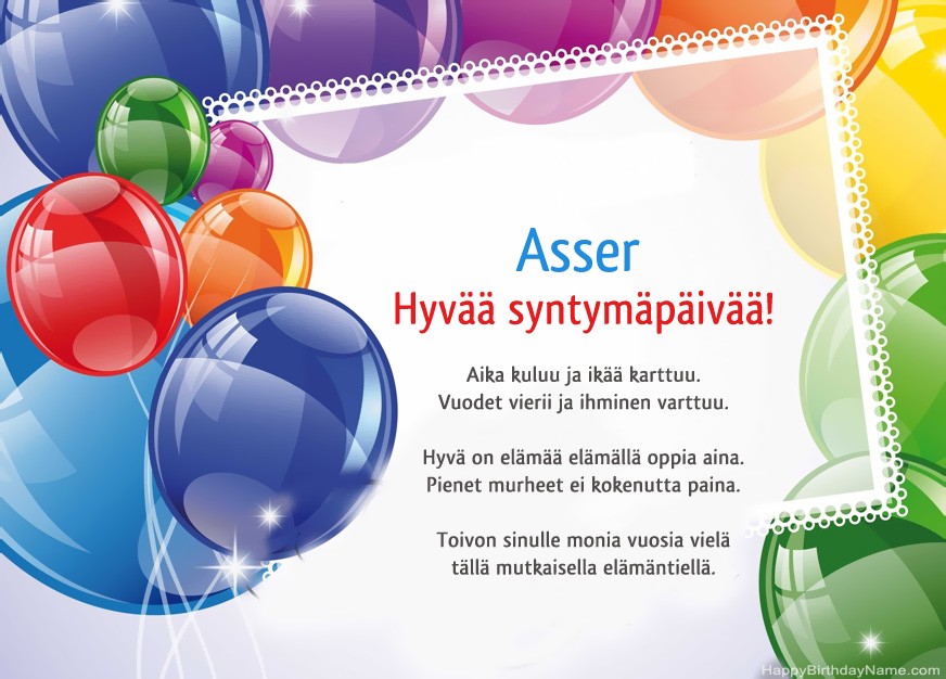 Hyvää Syntymäpäivää Asser!