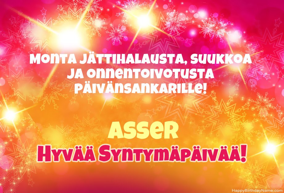 Kaunis onnellinen Syntymäpäivä kortti Asser