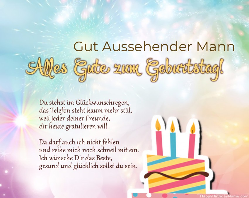 Gut Aussehender Mann Alles Gute zum Geburtstag in Versen