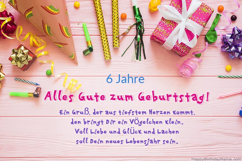 Downloaden Sie Happy Birthday Karte 6 Jahre altes Mädchen kostenlos