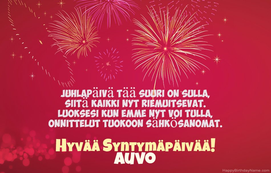 Runot Syntymäpäivänä Auvo