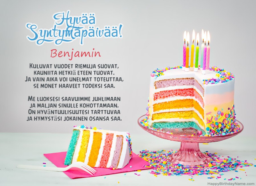 Hyvää Syntymäpäivää Benjamin jakeessa