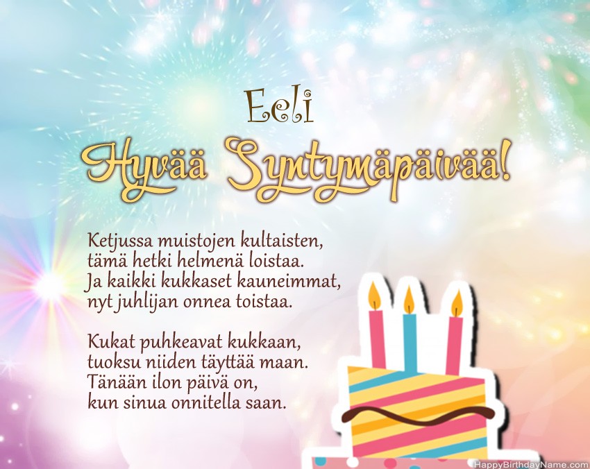 Hyvää Syntymäpäivää Eeli, kauniita runoja