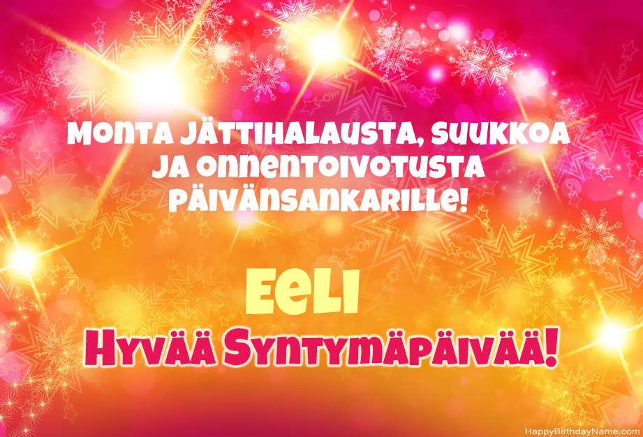 Kaunis onnellinen Syntymäpäivä kortti Eeli