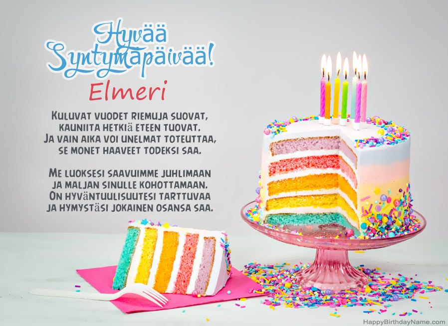 Hyvää Syntymäpäivää Elmeri jakeessa