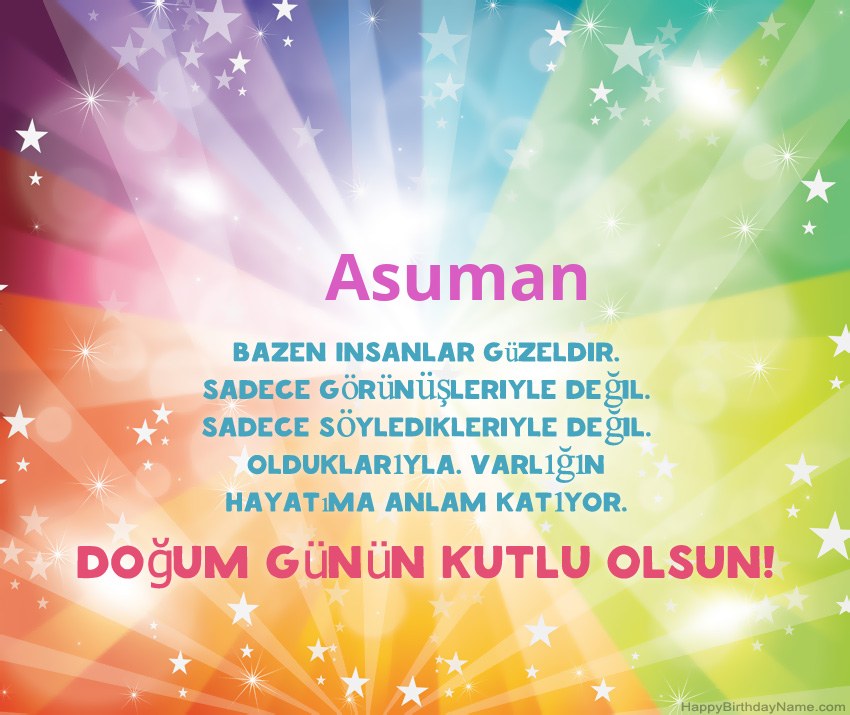 Asuman için Güzel Mutlu Doğum Günü kartları