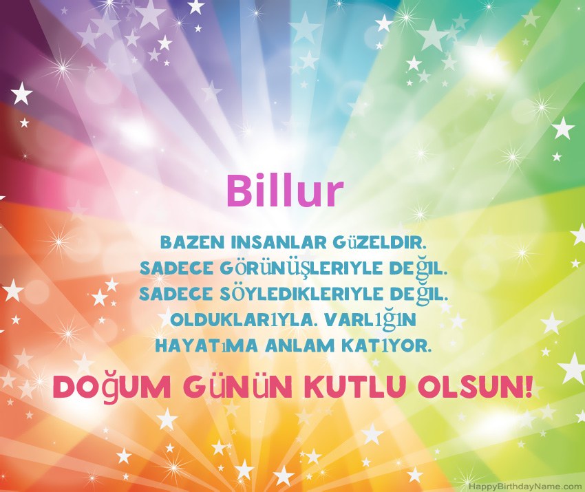 Billur için Güzel Mutlu Doğum Günü kartları Billur için Güzel Mutlu Doğum Günü kartları