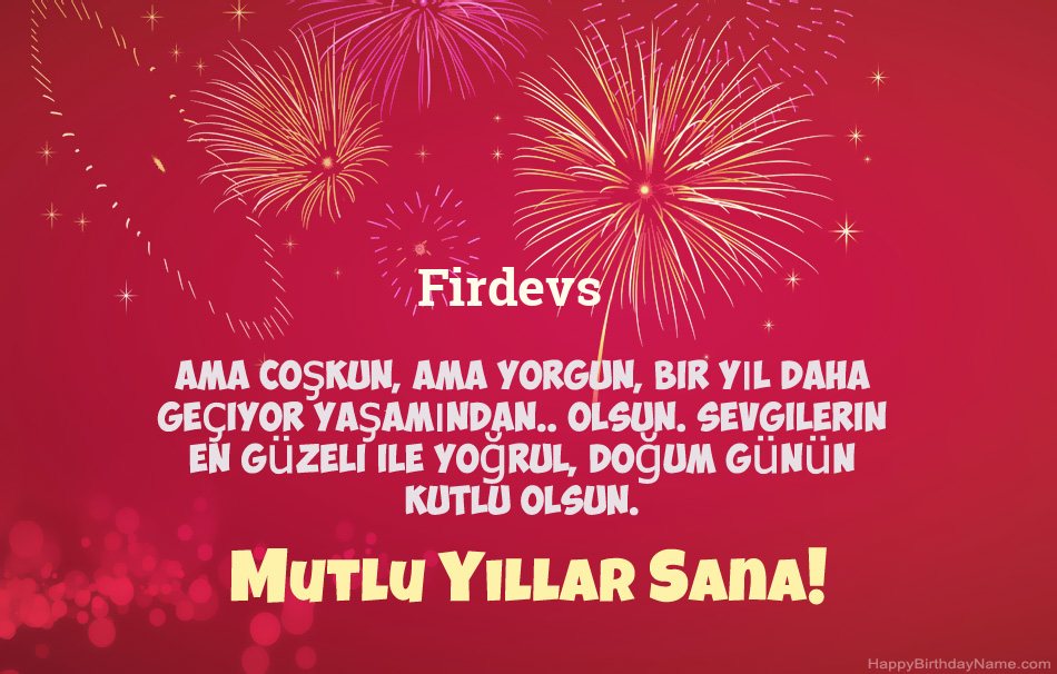 Doğum Günün Kutlu Olsun Firdevs, güzel şiirler