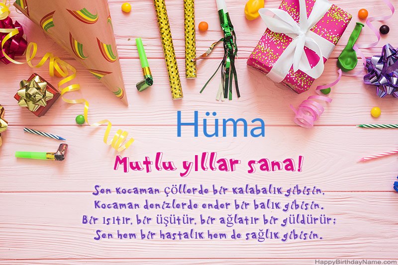 Doğum günün kutlu olsun kartı Hüma bedava indir