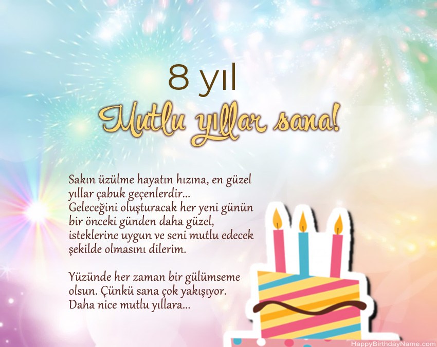 Ayette 8 yaşında bir kız Doğum Günün Kutlu Olsun