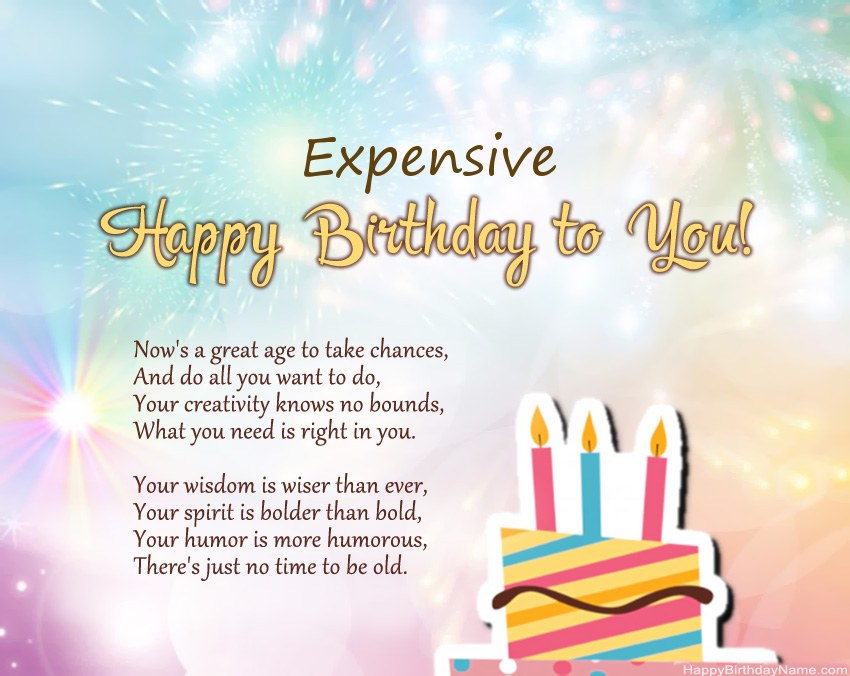 Expensive Happy Birthday in verse