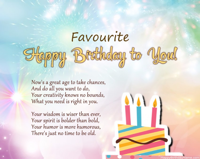 Favourite Happy Birthday in verse